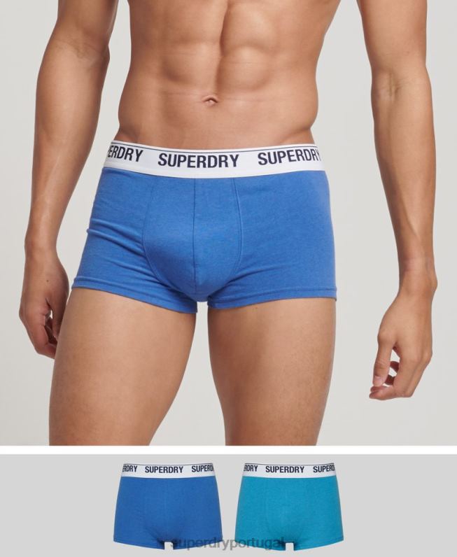 pacote duplo de baú de algodão orgânico homens azul roupas Superdry 2208H1734