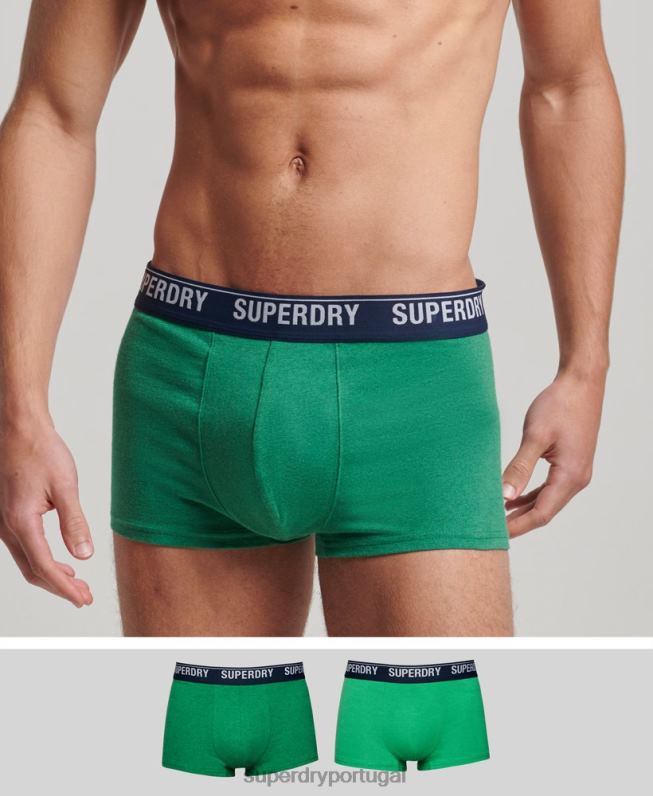 pacote duplo de baú de algodão orgânico homens verde roupas Superdry 2208H1779