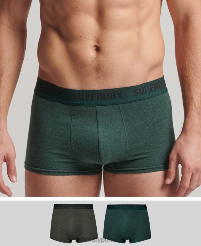 pacote duplo de baú de algodão orgânico homens verde roupas Superdry 2208H1781