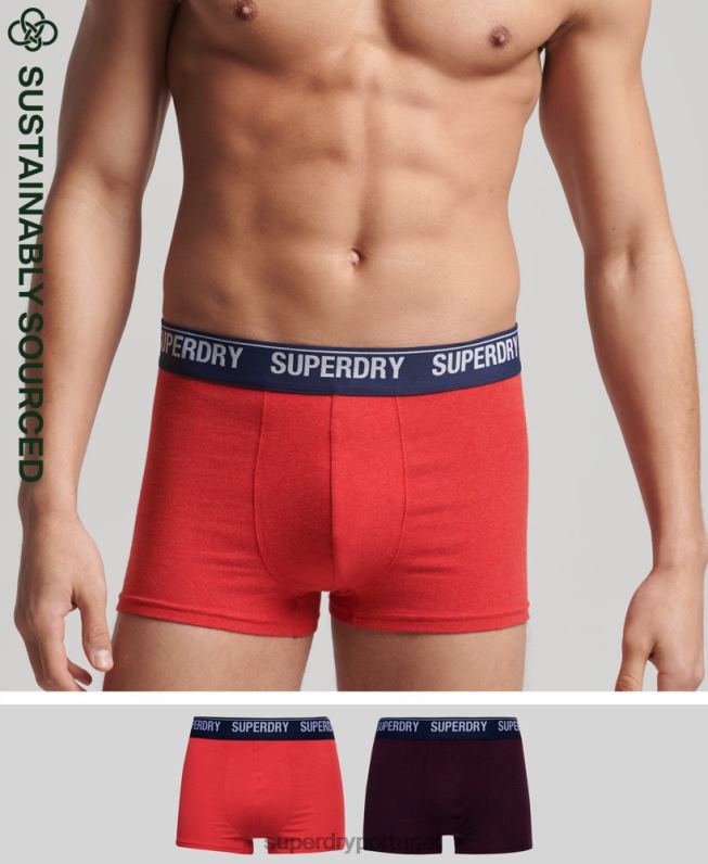 pacote duplo de baú de algodão orgânico homens vermelho roupas Superdry 2208H1867
