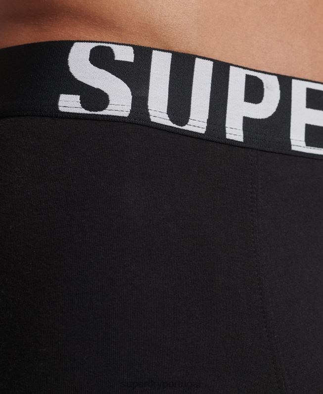 pacote duplo de boxer de algodão orgânico com logotipo duplo homens preto roupas Superdry 2208H1758