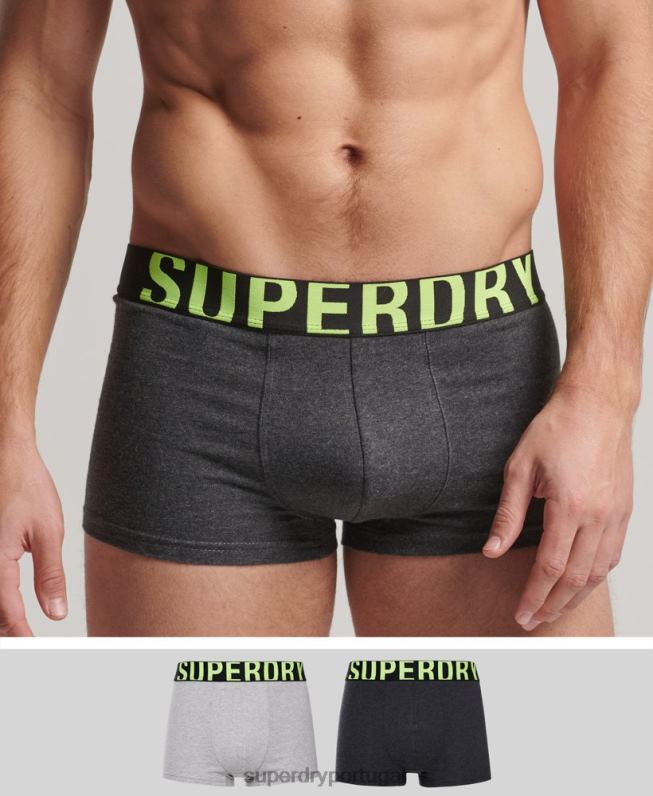 pacote duplo de logotipo de baú de algodão orgânico homens cinza roupas Superdry 2208H1796