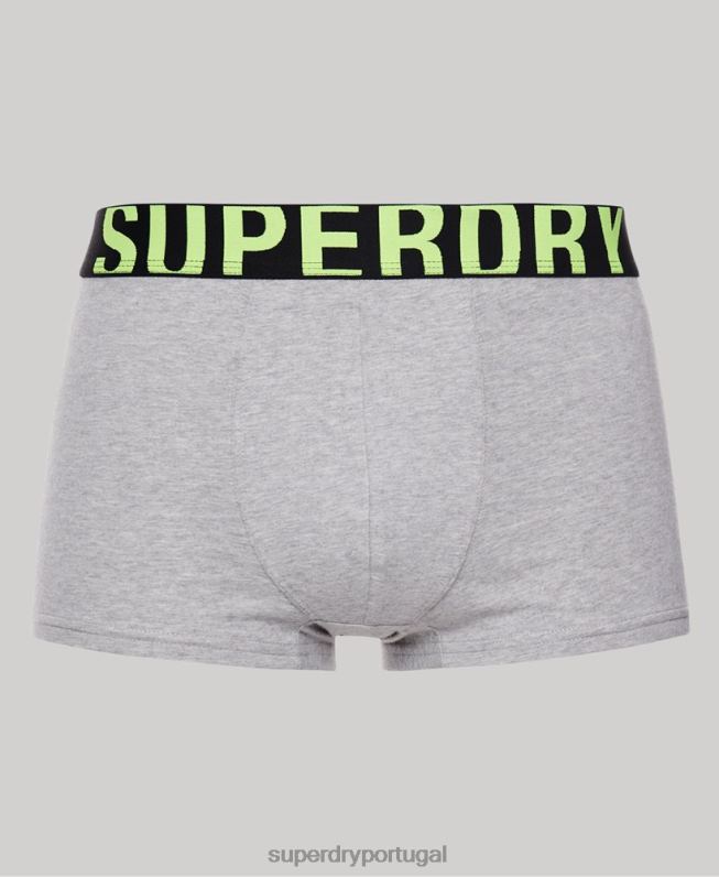 pacote duplo de logotipo de baú de algodão orgânico homens cinza roupas Superdry 2208H1796
