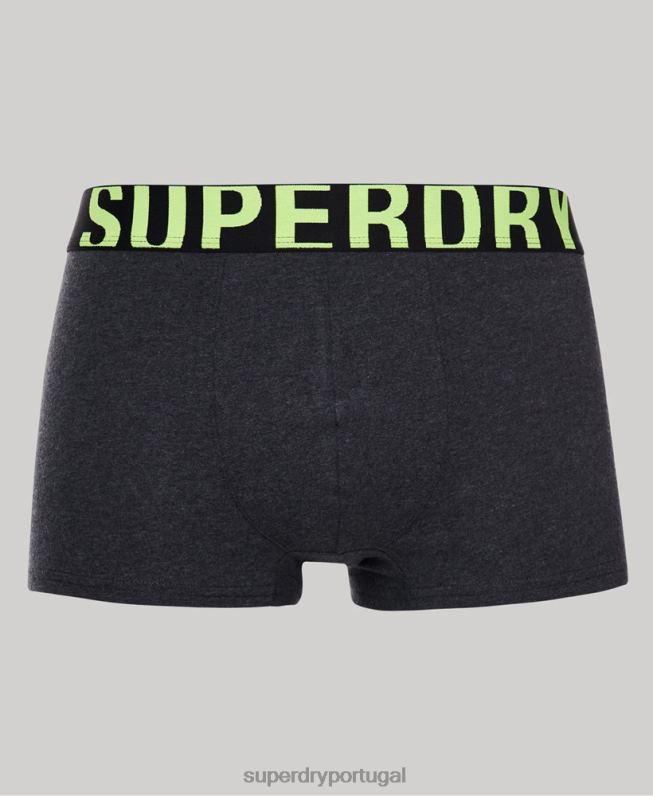 pacote duplo de logotipo de baú de algodão orgânico homens cinza roupas Superdry 2208H1796