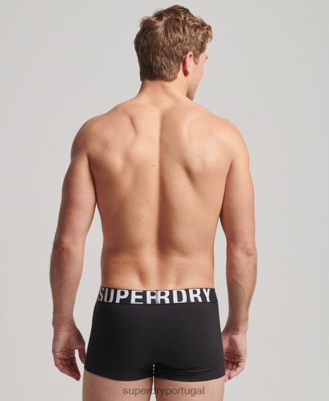 pacote duplo de logotipo de baú de algodão orgânico homens preto roupas Superdry 2208H1795