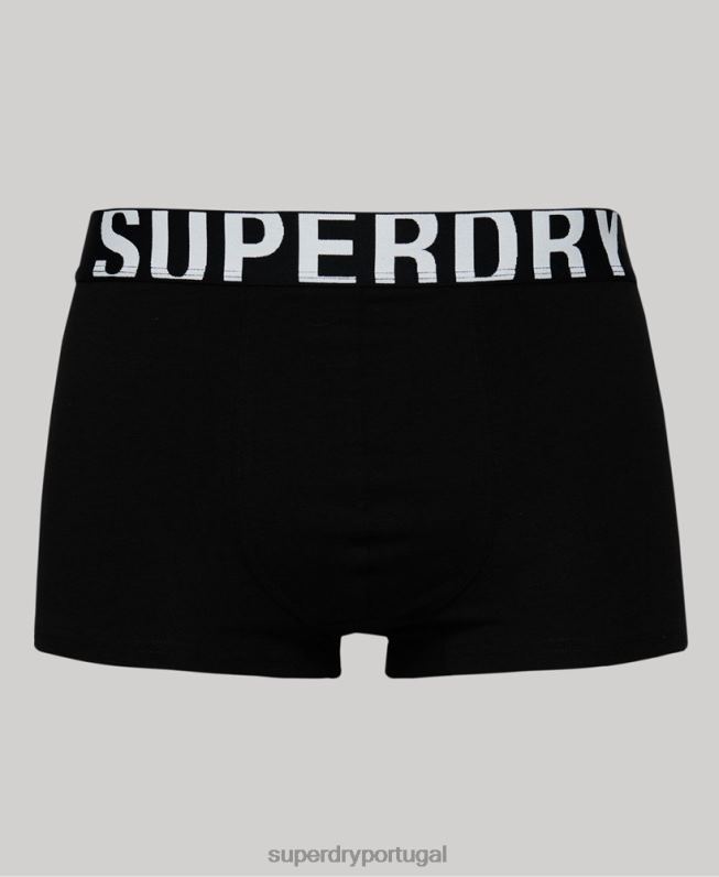 pacote duplo de logotipo de baú de algodão orgânico homens preto roupas Superdry 2208H1795