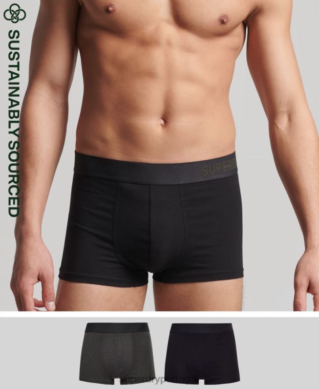 pacote duplo offset de baú de algodão orgânico homens preto roupas Superdry 2208H1845