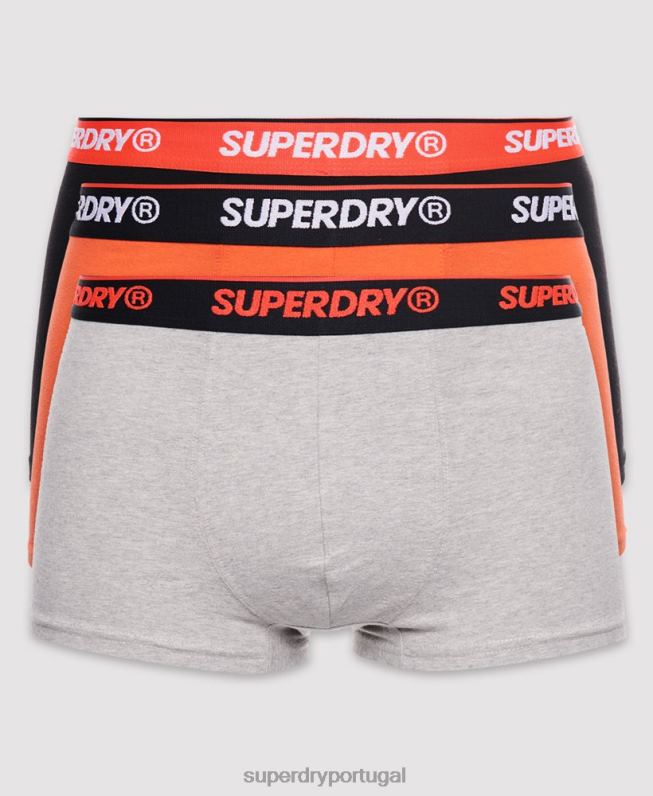 pacote triplo de baú clássico de algodão orgânico homens laranja roupas Superdry 2208H6498