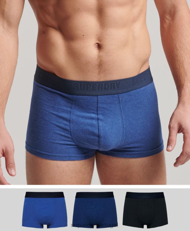 pacote triplo de baú de algodão orgânico homens azul roupas Superdry 2208H1606