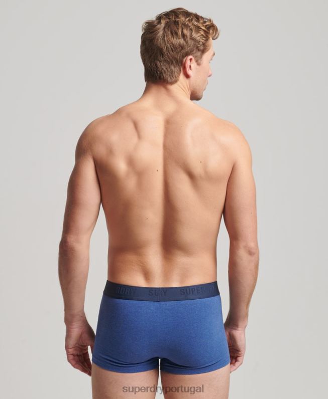 pacote triplo de baú de algodão orgânico homens azul roupas Superdry 2208H1606