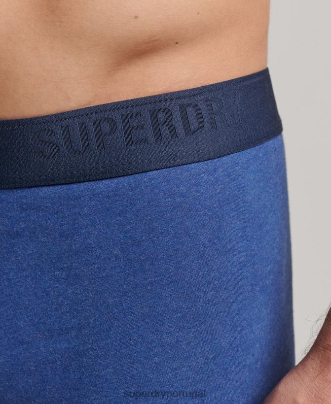 pacote triplo de baú de algodão orgânico homens azul roupas Superdry 2208H1606
