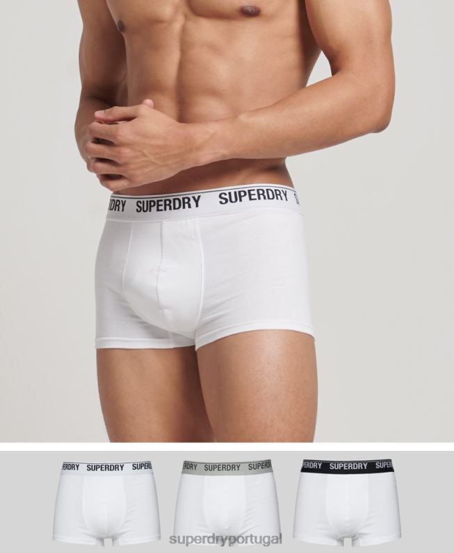 pacote triplo de baú de algodão orgânico homens branco roupas Superdry 2208H1769