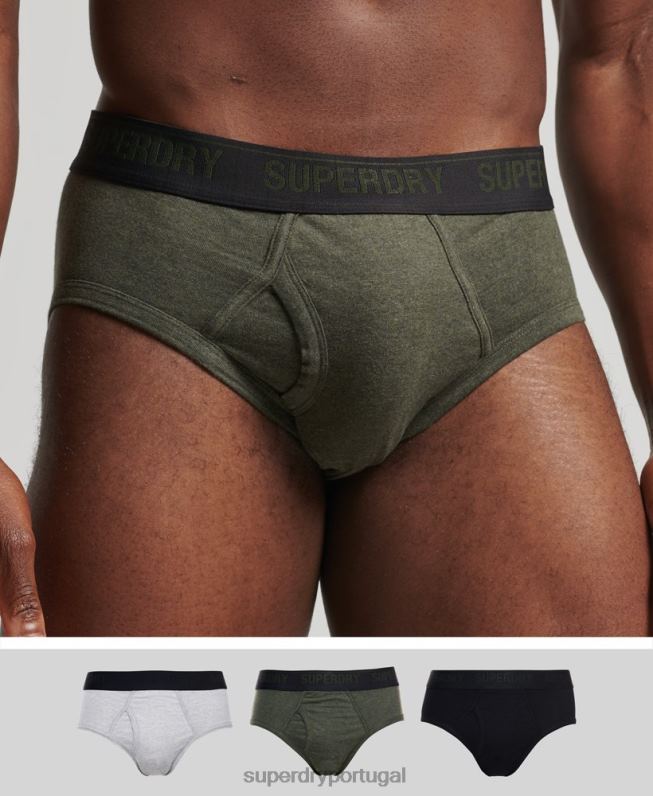pacote triplo de cuecas de algodão orgânico homens preto roupas Superdry 2208H1741