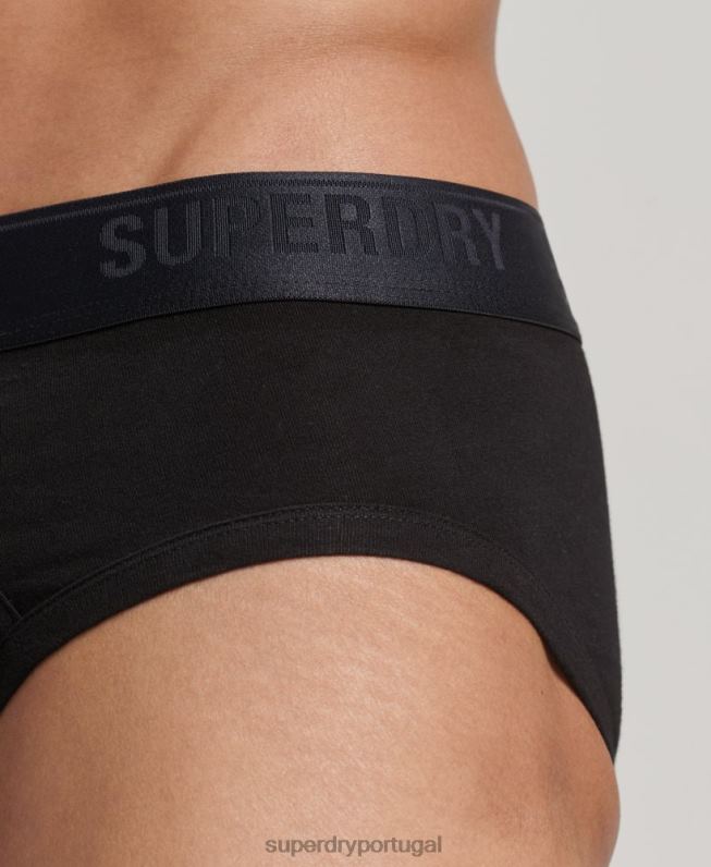 pacote triplo de cuecas de algodão orgânico homens preto roupas Superdry 2208H1866