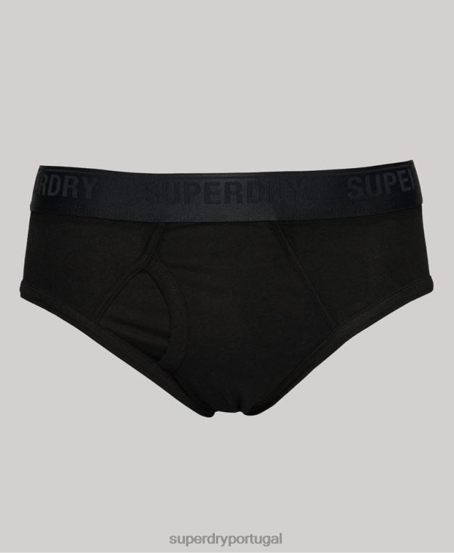 pacote triplo de cuecas de algodão orgânico homens preto roupas Superdry 2208H1866