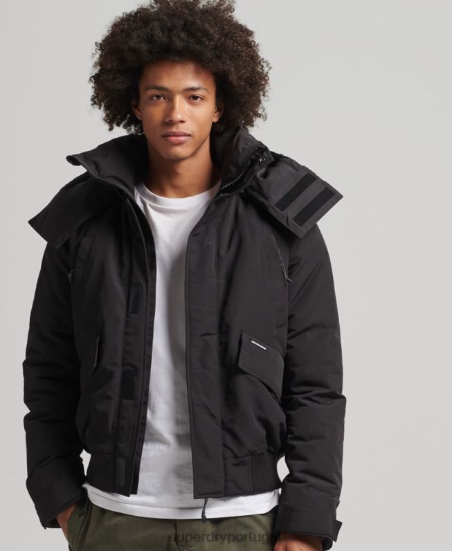 Jaqueta acolchoada Expedition Everest homens preto roupas Superdry 2208H4591