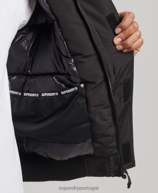 Jaqueta acolchoada Expedition Everest homens preto roupas Superdry 2208H4591