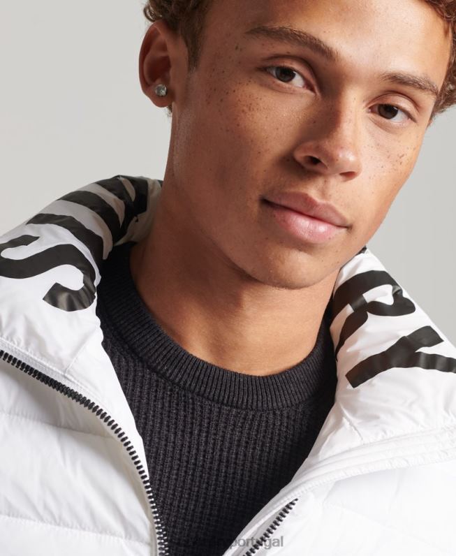 Jaqueta clássica com logo homens branco roupas Superdry 2208H4695