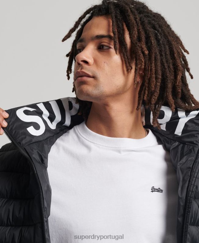 Jaqueta clássica com logo homens preto roupas Superdry 2208H4633