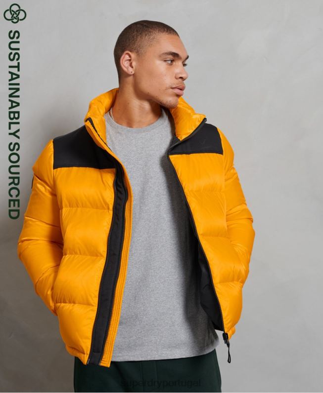 Jaqueta puffer sportstyle code homens amarelo roupas Superdry 2208H4507