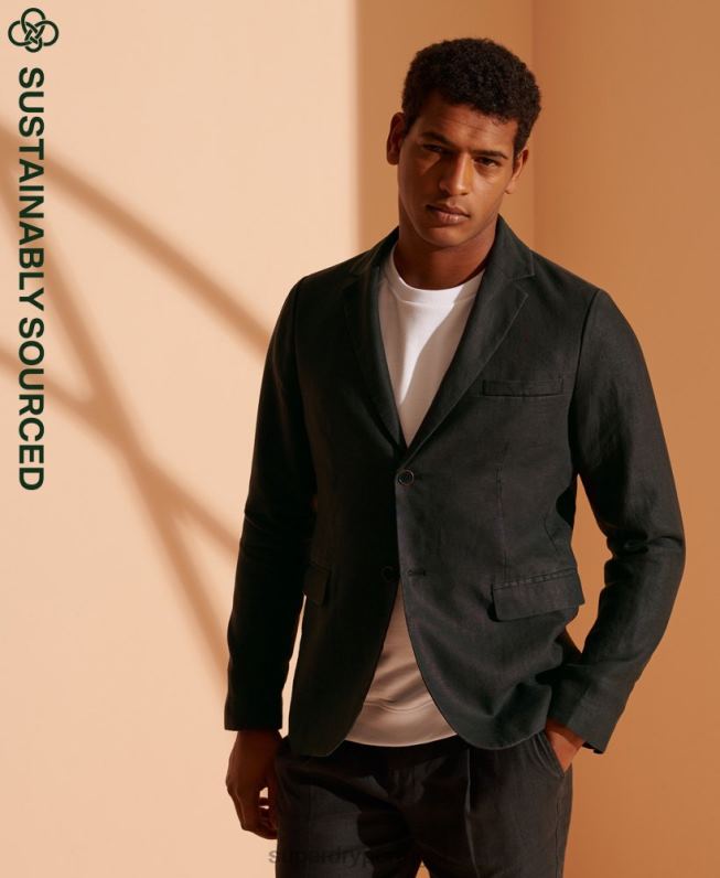 blazer de cânhamo edição limitada homens preto roupas Superdry 2208H4737