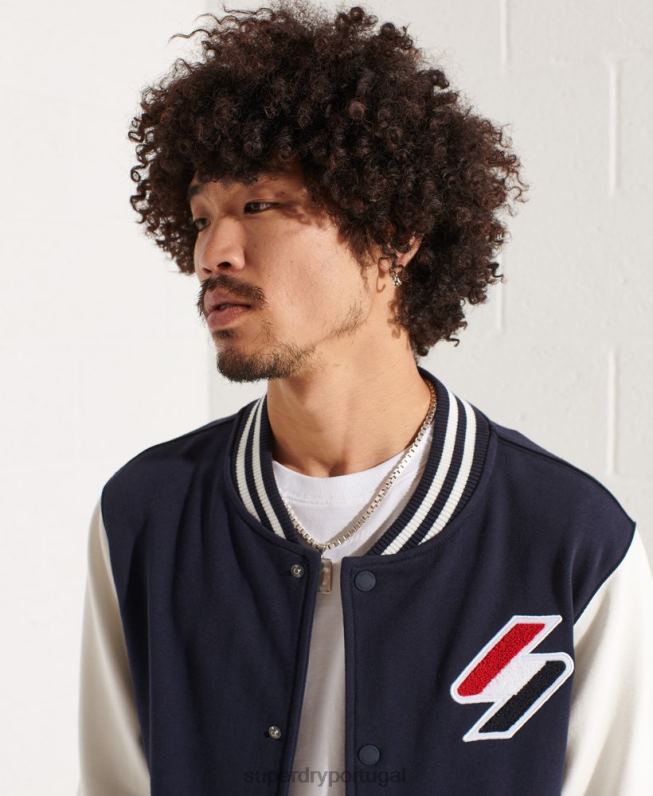 código chenille jaqueta walk out homens marinha roupas Superdry 2208H4568