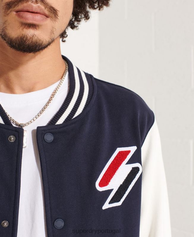 código chenille jaqueta walk out homens marinha roupas Superdry 2208H4568