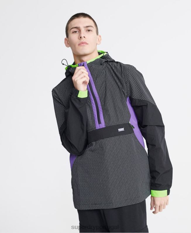 cagoule aéreo de néon da cidade homens preto roupas Superdry 2208H4792