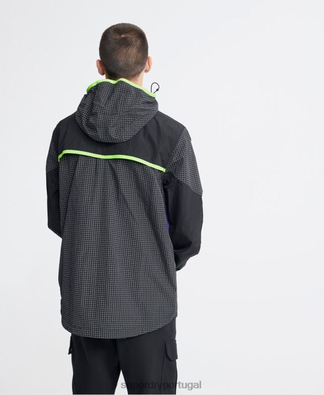 cagoule aéreo de néon da cidade homens preto roupas Superdry 2208H4792