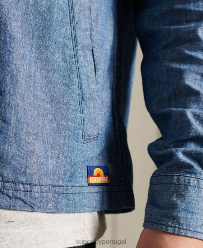 camisola de praia homens azul roupas Superdry 2208H4786