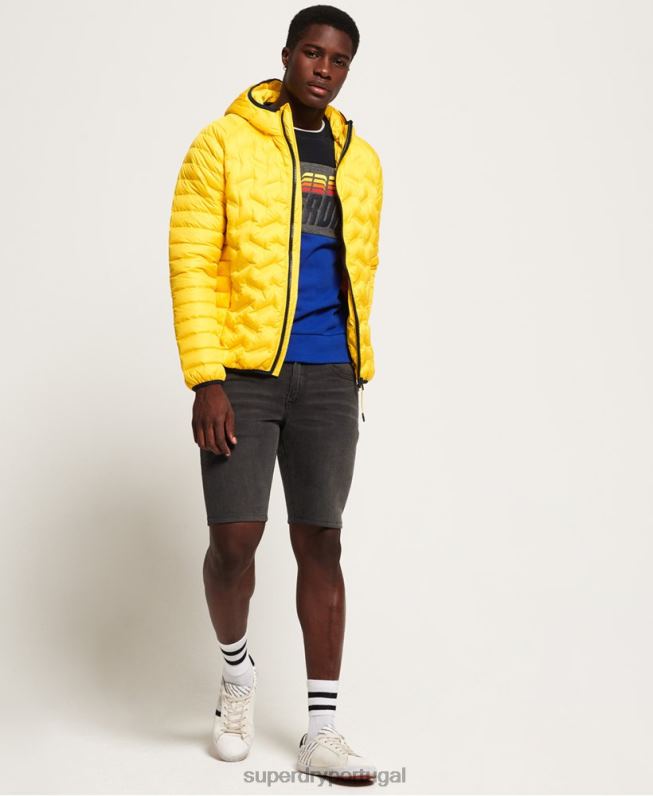 casaco acolchoado down radar mix homens amarelo roupas Superdry 2208H1183