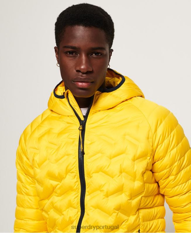 casaco acolchoado down radar mix homens amarelo roupas Superdry 2208H1183