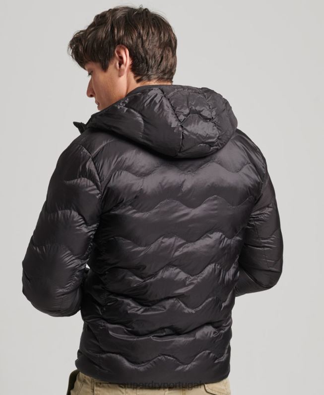 casaco de camada média com capuz homens cinza escuro roupas Superdry 2208H4506