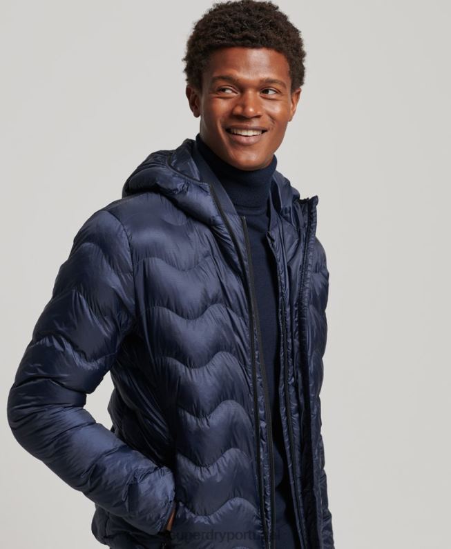 casaco de camada média com capuz homens marinha roupas Superdry 2208H4699