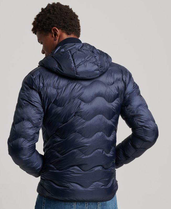 casaco de camada média com capuz homens marinha roupas Superdry 2208H4699