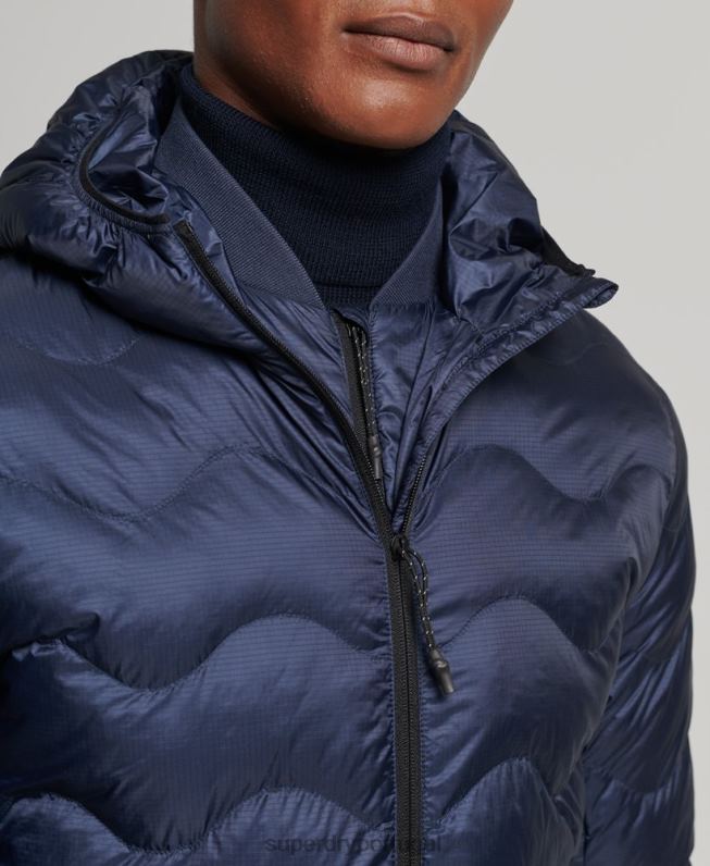 casaco de camada média com capuz homens marinha roupas Superdry 2208H4699