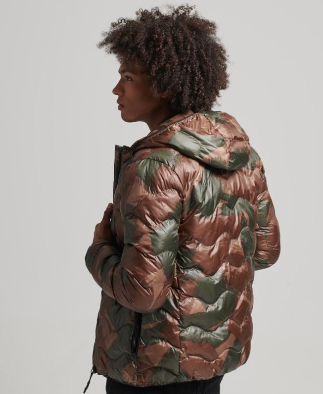 casaco de camada média com capuz homens verde roupas Superdry 2208H4700