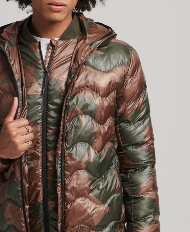casaco de camada média com capuz homens verde roupas Superdry 2208H4700