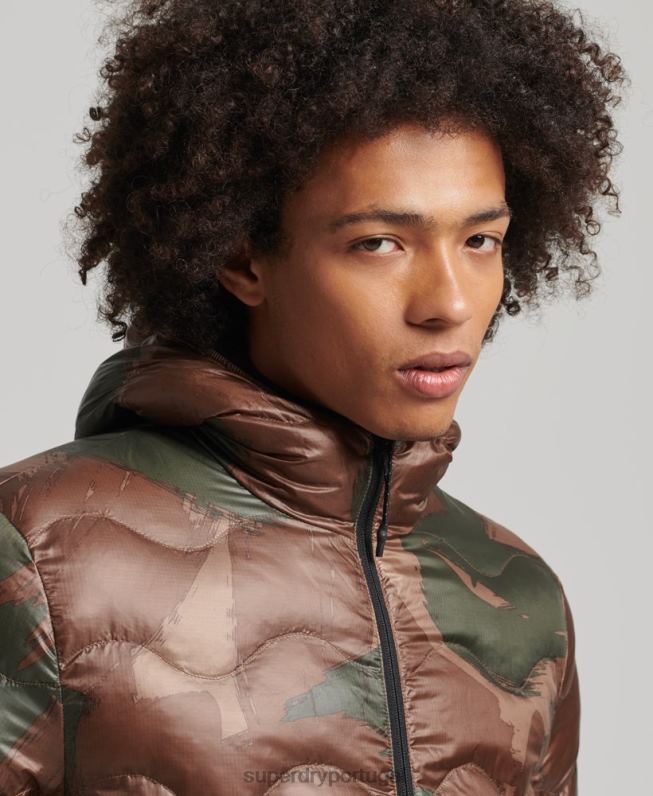 casaco de camada média com capuz homens verde roupas Superdry 2208H4700