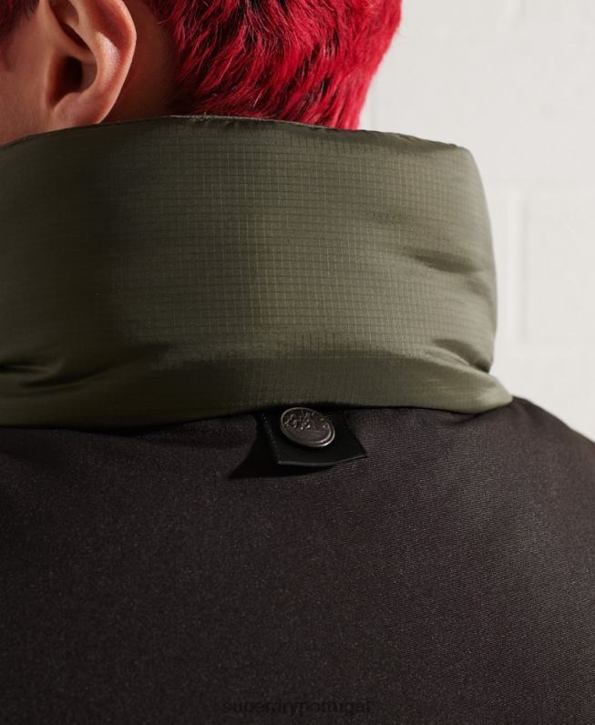colete acolchoado homens caqui roupas Superdry 2208H4534