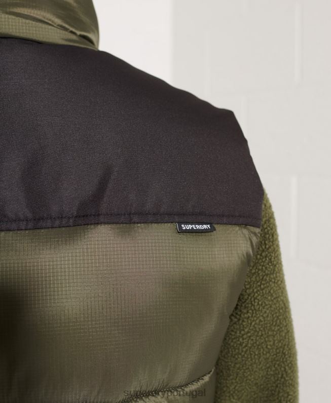 colete acolchoado homens caqui roupas Superdry 2208H4534