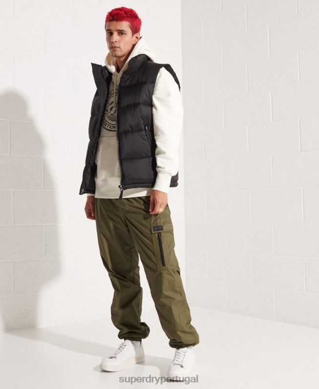 colete acolchoado homens preto roupas Superdry 2208H4572