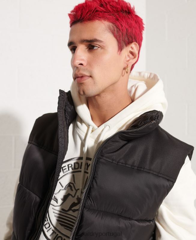 colete acolchoado homens preto roupas Superdry 2208H4572