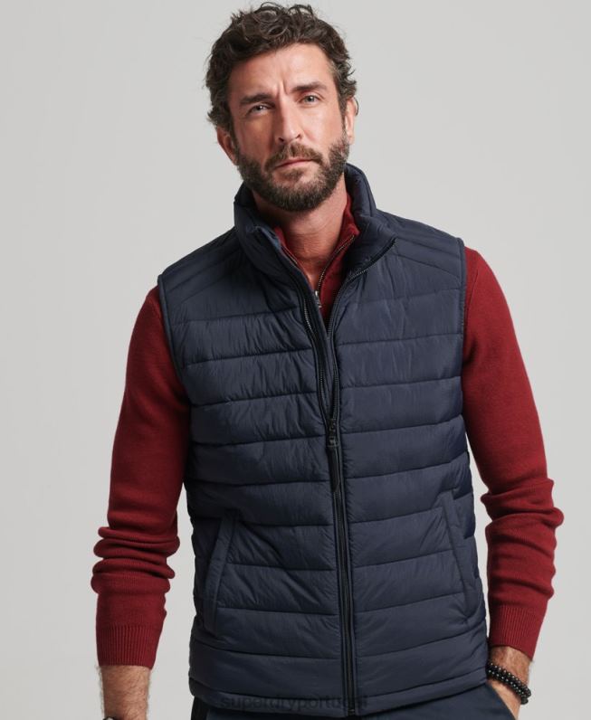 colete acolchoado leve homens marinha roupas Superdry 2208H4590