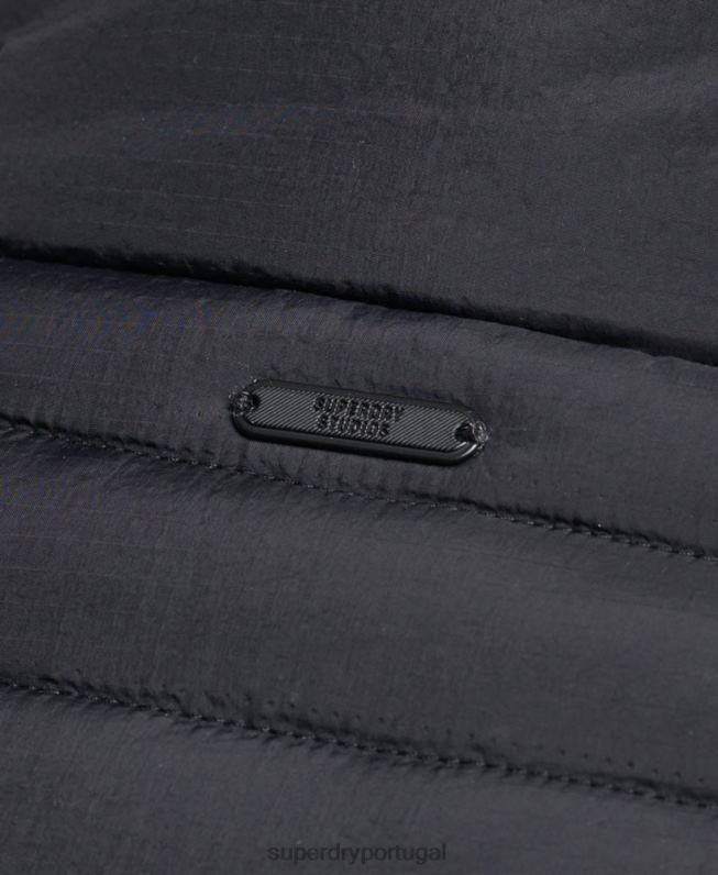 colete acolchoado leve homens preto roupas Superdry 2208H4435