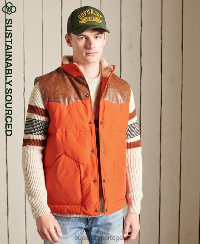 colete mix de couro de montanha homens laranja roupas Superdry 2208H4505