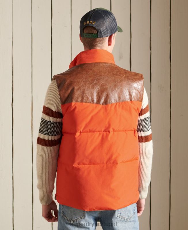 colete mix de couro de montanha homens laranja roupas Superdry 2208H4505
