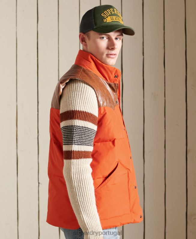 colete mix de couro de montanha homens laranja roupas Superdry 2208H4505