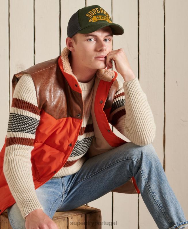 colete mix de couro de montanha homens laranja roupas Superdry 2208H4505