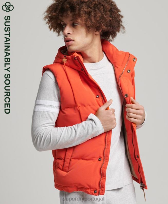 colete puffer com capuz everest homens laranja roupas Superdry 2208H4460